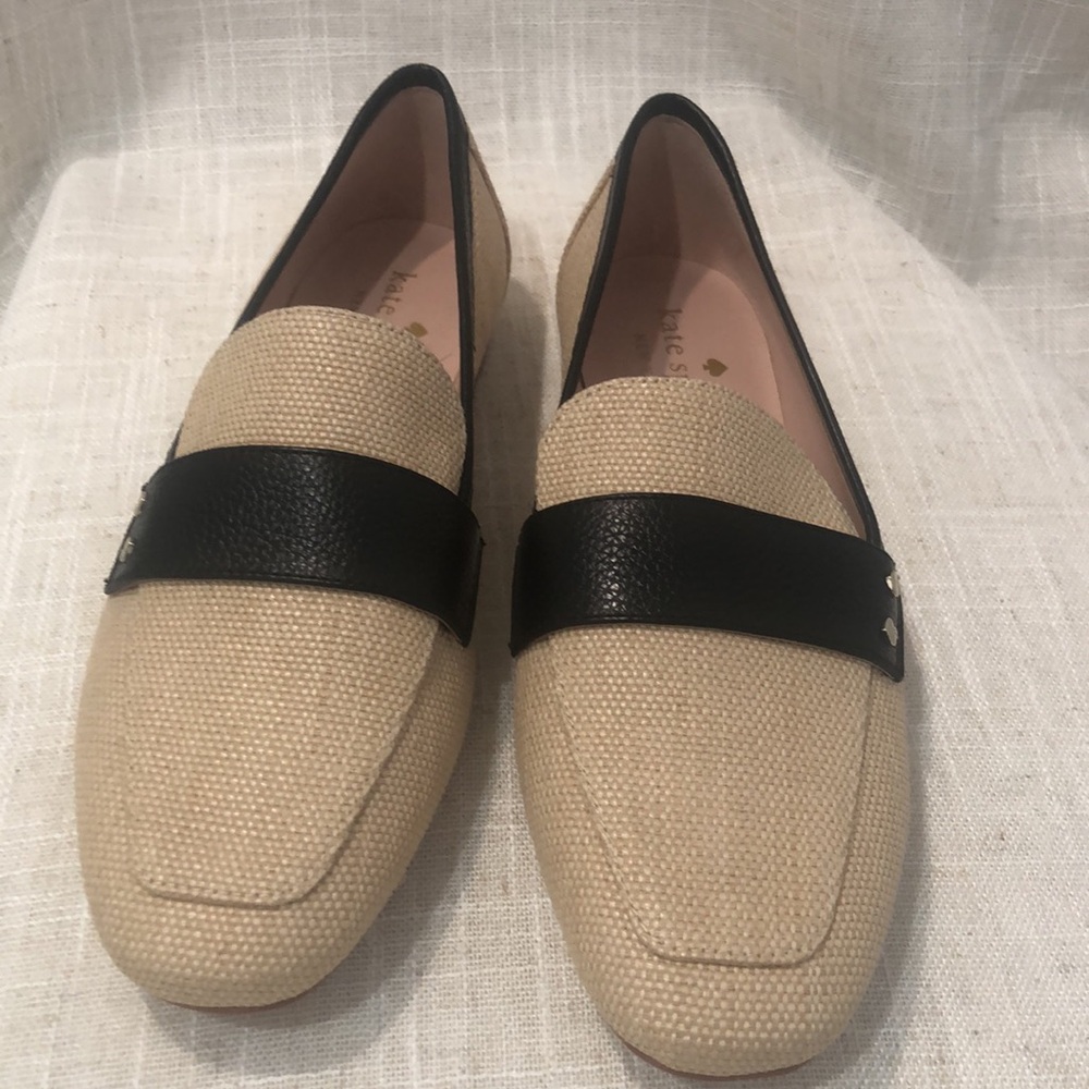Kate Spade Mariana Flats loafers Almond Raffia Straw Women’s Size 6.5B - Picture 2 of 10